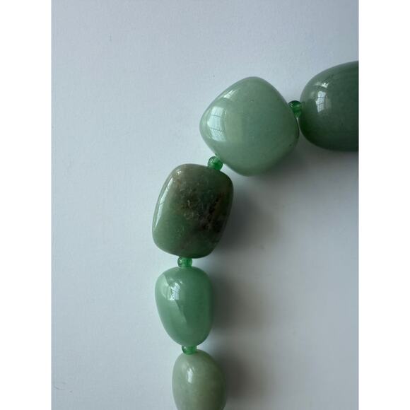 Green Aventurine Chunky Beaded Natural Stone Necklace Boho Earthy Gemstone 18" - Picture 2 of 13